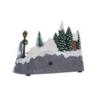 ABBY-Christmas Snow House Village LED Light Luminous Ornament Figurine Christmas Decorations Crafts Xmas Decor NONE
