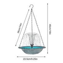 Bird Bath Solar Hangable Shower Bowl Solar Fountain for Bird Bath with Water Pump for Outdoor Patio Garden Backyard pilka spalva