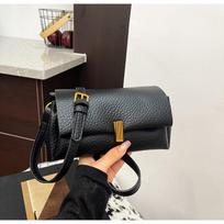 Light Luxury Fashi Litchi Pattern Women Messenger Bag Simple Solid Color Small Square Bags Fashi Retro Commuter Shoulder Bag (20cm<Max Length<30cm) juoda