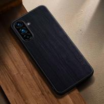 For Samsung Galaxy A56 A36 A26 A16 A06 A07 A17 A37 A57 Case Capa Funda Wooden Pattern Pu Leather Stylish Phone Case Coque A56 juoda