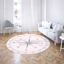 Round World Map Theme Area Rug Animal Compass Mat Non Slip Soft Educational Stylish for Living Room Bedroom Kids Room Home Decor 80cm x 80cm