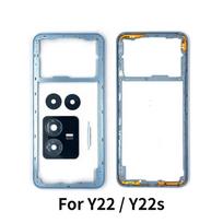 For Vivo Y22 / Y22s Middle Frame Housing Bezel With Camera Lens And Side Button Repair Parts juoda