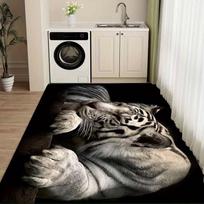 2D White Tiger Area Rug for Entryway Bedroom Living Room Non Slip Washable Floor Mat Home Decorative Soft Carpet for Indoor Use 40X60CM
