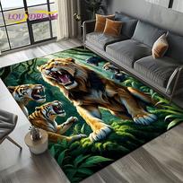 Wild Animal Cartoon Area Rug – Tiger Lion Leopard Design Carpet for Living Room & Bedroom | Home Sofa Decor, Non-Slip Floor Mat 60x90cm(23x35in)