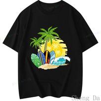 Hawaii Beach Bummin Coconut and Palm Trees Shirt Trendy Colorful Retro Beach T Shirts Women Beach Graphic T Shirts Gift S įvairiaspalvis