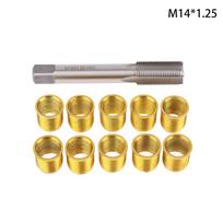 Spark Plug Thread Hole Repair Tools Metal M12X1.25 Inserts M14X1.25 Tap 14Mm Rethreaded Kit Threaded Tap Spark Plug Tap Inserts as the picture