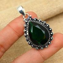 Astonishing Black Spinel Gemstone Handmade 925 Sterling Silver Jewelry Pendant For Women 1.77 Inches juoda