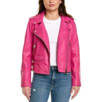Party Halloween Designer Women Slim-fit Pink Stylish 100%Lambskin Leather Jacket XS rožinė