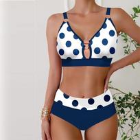 Women's Swimwear Tankini 2 Piece Swimsuit Dots Vacation Bathing Suits S tamsiai mėlyna spalva