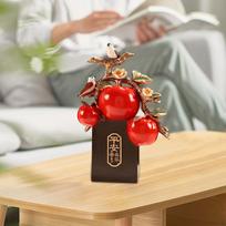 Apple Statue Chinese Feng Shui Decor Prosperity Sculpture Tabletop Ornament for Wedding Spring