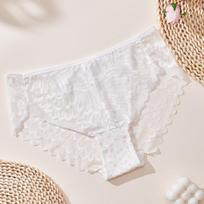 Plus Size Women's High-Waisted Triangle Underwear with Floral Lace, Soft, Breathable, Cotton Crotch, Sexy & Fashionable Design XL