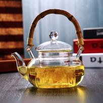 Arshen 600ml Handmade Heat-resistant Glass Teapot with Bamboo Handle Double Wall Filterable Teapot Can Place on The Fire To Heat