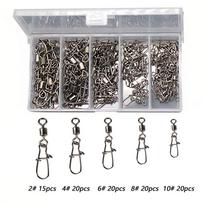 95/210 vnt. rinkinys Žvejybos jungčių įrangos rinkinys 2-10# Nerūdijančio plieno Pin Bearing Sukamas suktukas Sagtukas Masalui Kabliui Įrankių priedai A 95Pcs