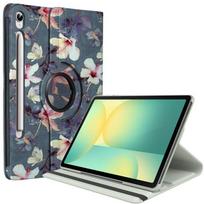 Apsauginis dėklas - E.F.Connection - skirtas Samsung Galaxy Tab S10 Lite / S10 FE / S9 FE - 360° besisukantis, gėlių raštas