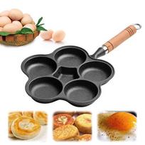 5-Cup Cast Iron Pancake Pan with Handle Egg Frying Pan Non Stick Egg Cooker Omelette Pan for Breakfast Fried Egg Pancakes Steaks Poland