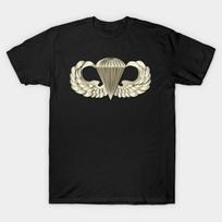 Men Black Print T-shirt Airborne Wings No-Cut Transfer Paper Print Cotton Tshirt L juoda