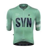SYN Cycling Jersey Cycling Bib Summer Quick Drying Cycling Short Set Moisture Absorbing Cycling Top Cycling Pants Sponge Cushion S armijos žalia spalva