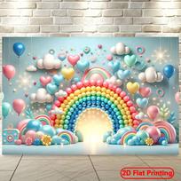 2D Cute Macaron Rainbow Photography Backdrop for Photoshoot 47.2x31.5inch/120*80cm
