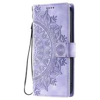 Embossed Totem Leather Phone Case for Google Pixel 10 9 8 Pro XL 9A 8A 7A 6A 7 Pro Bracket Flip Wallet Card Holder Cover Etui Google Pixel 9 violetinė