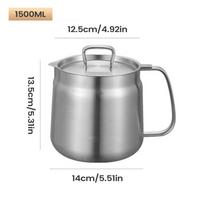 Grease Strainer Container Stainless Steel Oil Storage Canister Grease Keeper with Strainer for Home Farmhouse Restaurant Kitchen sidabras