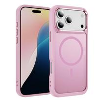 For iPhone 17/Air/16/15/14/13 Pro Max 12 11 Case, Compatible with Magnetic Translucent Matte Back Silicone Bumper Shockproof For iPhone 17 ProMax rožinė