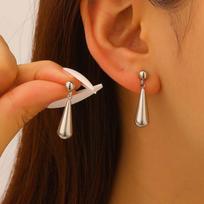 Stainless Steel Metal Waterdrop Pendant Earring Necklace Set For Women Fashion Gold Color Clavicle Chain Waterproof Jewelry Gift