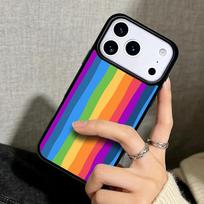 Capa Case for iPhone 17 Air 16 Pro Max 15 Plus 11 13 Mini 14 12 Back Phone Cover Rainbow Retro Stripes Pink iPhone17