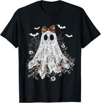 Halloween Shirt Floral Ghost Halloween Costume Girls Women  unisex T-Shirt Mens Womens Tees Top S