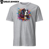 Colorful English Springer Spaniel Unisex T-Shirt Mens Womens Tees Top: Unique Dog Design! Tee S