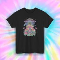 Psychedelic Alien UFO Shirt Mushroom Floral Trippy Fantasy Graphic Tee S-5XL 3XL