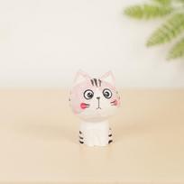 Maneki Neko Small Desk Ornament Wooden Art Gift For Birthdays And Parties rožinė