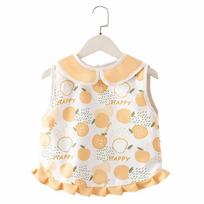 Waterproof Baby Feeding Bib Short Sleeved Baby's Meal Bib Washable Baby Eating Bib  Summer 90-Orange Fruit