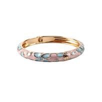 Colorful Enamel Flower Bangle Traditional Women's Hand Bracelet Vintage Cloisonne Bangle  Girls Style C