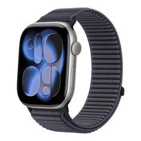 Bradied Nylon Strap for Apple Watch 11 10 46mm 42mm/Ultra 3 2 1 49mm 9 8 7 45/41mm Sport Bracelet IWatch 6 5 4 SE 44mm 40mm Band S11 10 46mm-44 45mm tamsiai pilka spalva