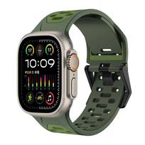 Silicone Strap For Apple Watch Band Ultra 3/2 49mm 11 10 9 8 7 46mm 45mm Breathable two-color Bracelet iWatch 6 5 4 SE 44mm Belt S11-10 46mm 44 45mm armijos žalia spalva