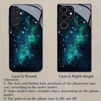 Nebula and Star Pattern Glass Tempered Phone Case Suitable for Samsung Galaxy S26 S25 S24 S22 S21 S20 FE/Ultra/Plus Hard Case Galaxy S23 plus juoda