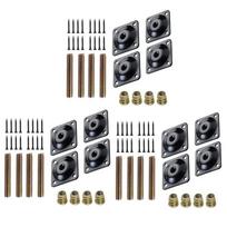 ABBY-12Pcs Furniture Leg Mounting Plates Sofa Leg Attachment Plates M8 Hanger Bolts Screws Adapters Metal Plates Bracket Kit juoda