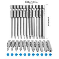 ABBY-22 Pack 75Mm Torx Head Screwdriver Bit Set 1/4 Inch Hex Shank T6-T40 Star Screwdriver Tool Kit With 1 Pack Handle