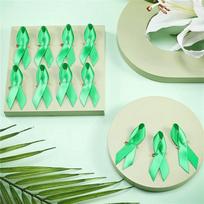 ABBY-300 Pieces Awareness Ribbon Satin Ribbon Lapel Pins Fabric Ribbons With Safety Pins For Women Men (Green) žalia