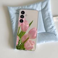 Tulip flower Phone Case For Samsung S24,30,21,22,23,20 FE,lite,PIus,Ultra,5G,Note,9,10 Transparent Cover SamsungS22ULTRA5G