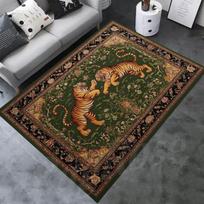 Art Tiger Animal Area Rug Vintage Floral Decor Non-slip Carpet Living Room Bedroom Large Size Soft Shaggy Floor Mat Asian Style 40x60cm