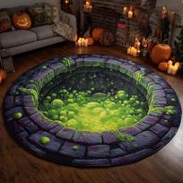 1PC 3D Illusion Halloween Area Rug, 3D Skeleton Halloween Rug, Spooky Stairs Illusion Carpet, Gothic Halloween Area Rug Gift Diameter 60cm
