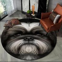 Cute Dog Samoye,Chihuahua,Koki Pomeranian Cartoon Round Carpet Rug for Living Room Bedroom Decor,kids Pet Area Rug Non-slip Mat Diameter 60cm