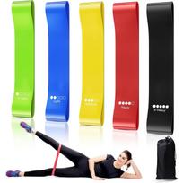 Resistance Bands, 5 Pcs Different Resistance Levels Elastic Loop Bands, Exercise Workout Bands for Home Fitness, Yoga, Stretching, Strength Training 5-Pack