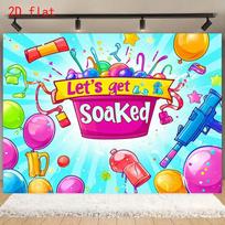 Summer Water Fight 2D Backdrop, Colorful Toys & Party Photo Background 47.2x31.5inch/120*80cm