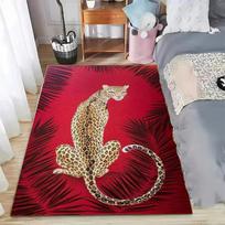 Leopard Print Rug 2D Tropical Palm Leaf Design Red Carpet for Living Room Large Size Bedroom Floor Mat Luxury Home Decor 40X60CM