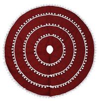 High-quality Red Burlap Christmas Tree Skirt With Stylish Bubble Border For Seasonal Celebration
