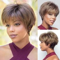 Light Brown Short Straight Side Part Layered Synthetic Wig, Breathable, Natural Look for Daily & Party Wear, Easy to Maintain & Style 5inch