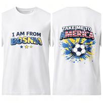 Bosnijos futbolo sirgaliaus marškinėliai Aš esu iš Bosnijos Vežk mane į Ameriką Marškinėliai 2026 Vasara Vyrams Moterims Medvilniniai Oversized Y2K Kvėpuojantys Marškinėliai 4XL