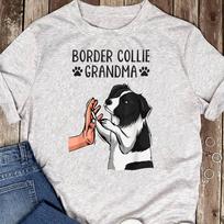 Plus Size Border Collie Grandma T-Shirt Dog Lover Tops Women T Shirts S pilka